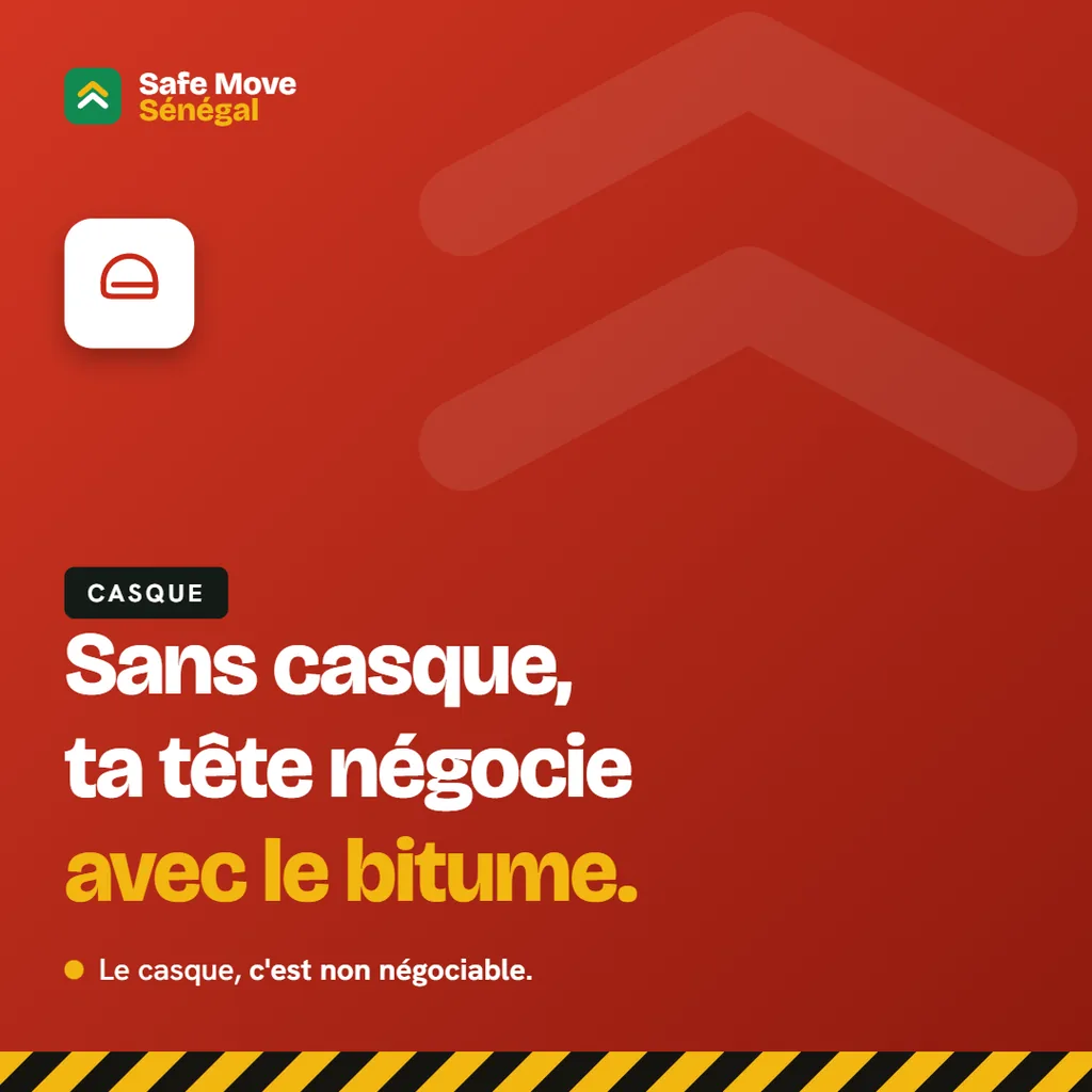 Campagne moto Jakarta de Safe Move Sénégal : « Sans casque, ta tête négocie avec le bitume. »